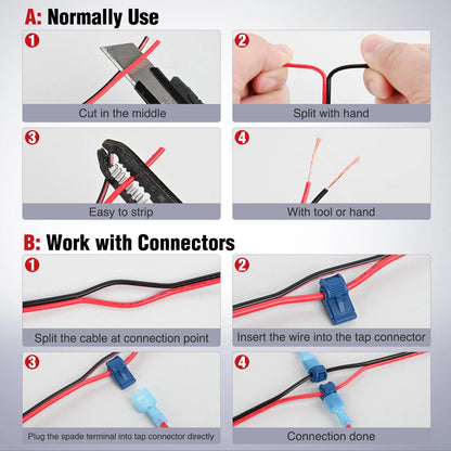 Nilight 100FT Copper Clad Aluminum Wire - Red/Black 2-Conductor 12V/24V DC Extension Cable