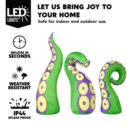 3 Pcs Giant Halloween Inflatable Octopus Tentacles with Built-in LEDs