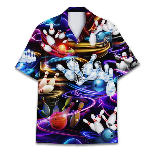 Space Neon Graphic Performance Bowling Shirt