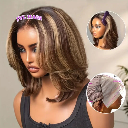 Blonde Highlight Straight Short Bob Wig