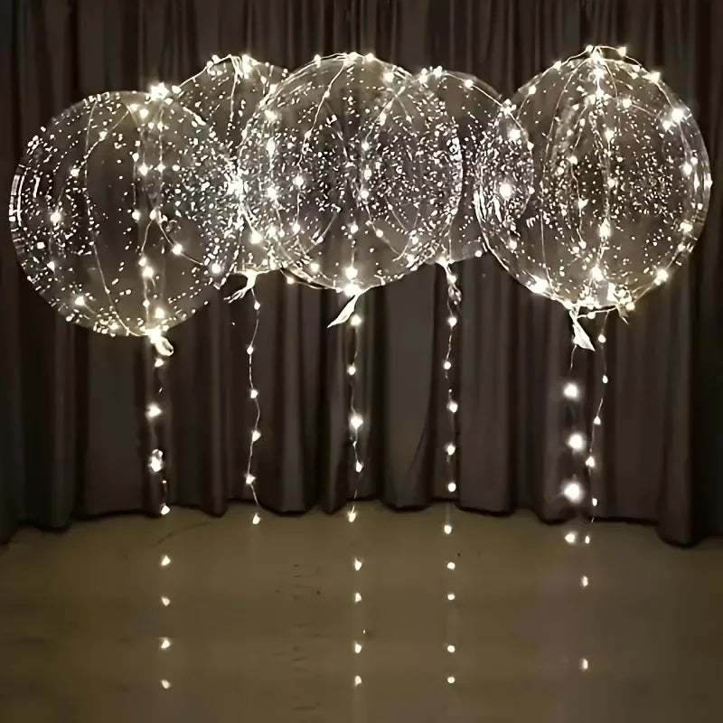 5 Sets LED Glow Balloons 20 Inch Clear Light Up Bobo Balloon
