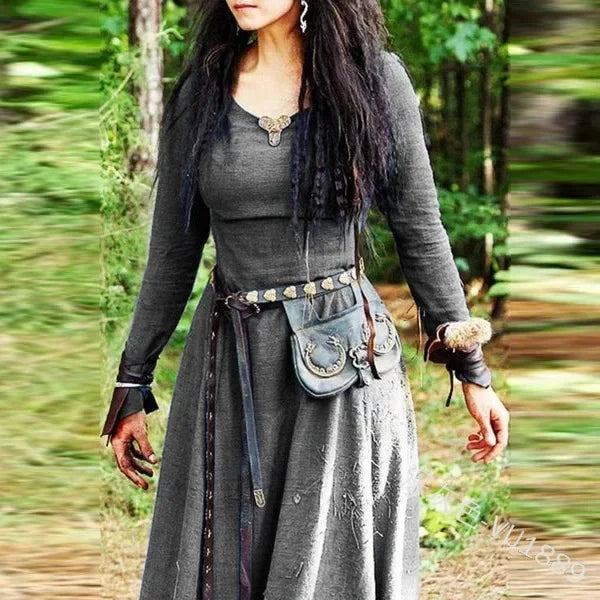 Women's Retro Medieval Renaissance Tunic Dress - Vintage Viking & Celtic Cosplay Costume