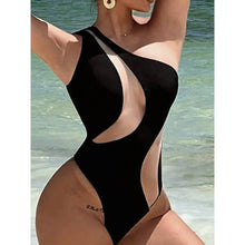 Cikini Solid Color Hollow Shoulder One-Piece Swimsuit