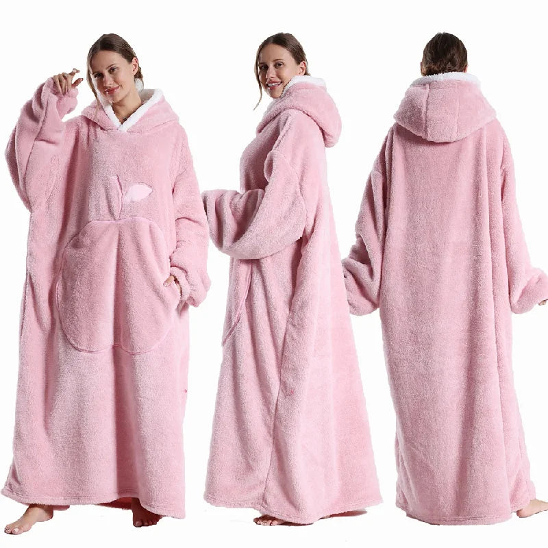Extra Long Wearable Blanket Robe with Full Sleeves