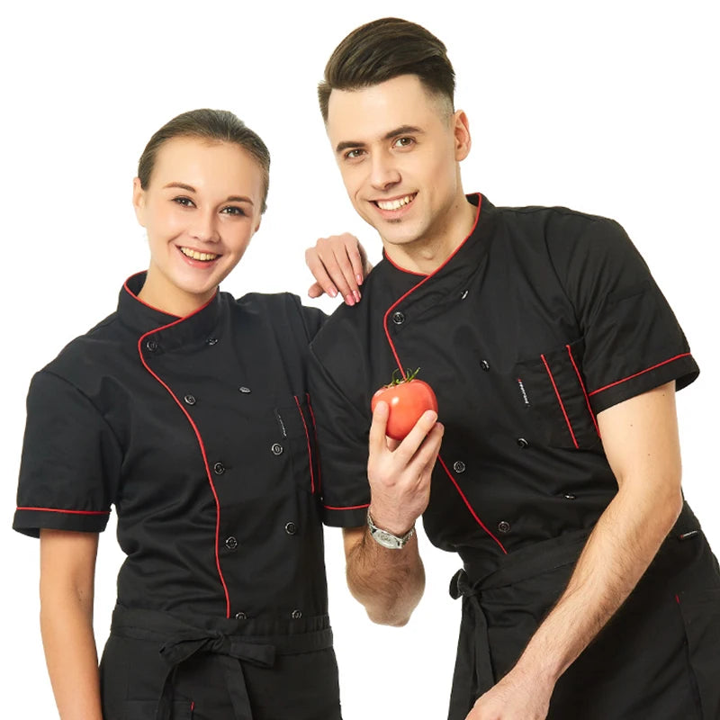 Short Sleeve Breathable Double Breasted Chef Jacket