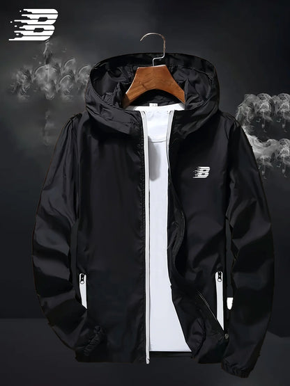 Men's Lightweight Hooded Windbreaker Jacket