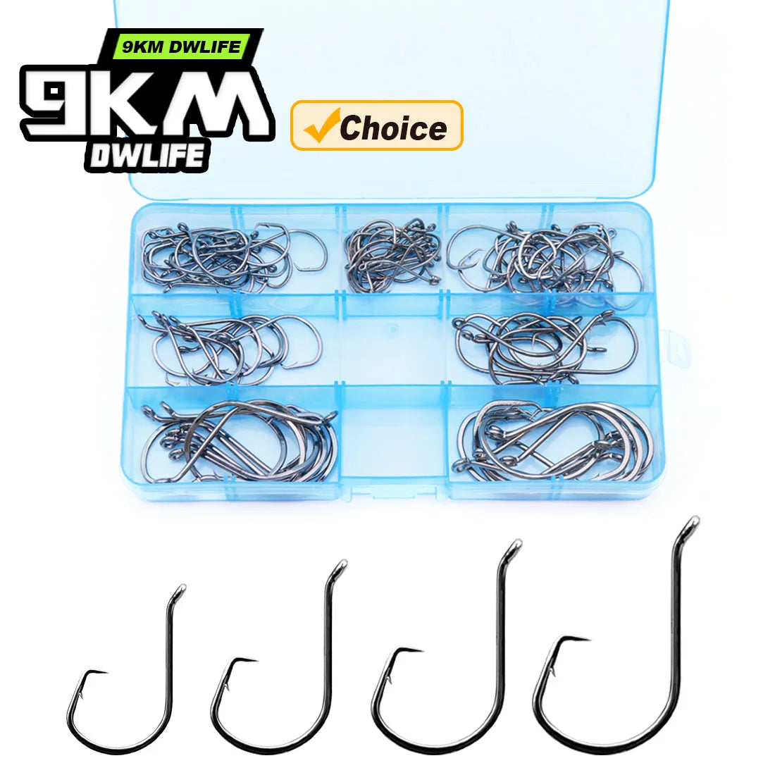 9KM Heavy-Duty High Carbon Steel Circle Fishing Hooks Set