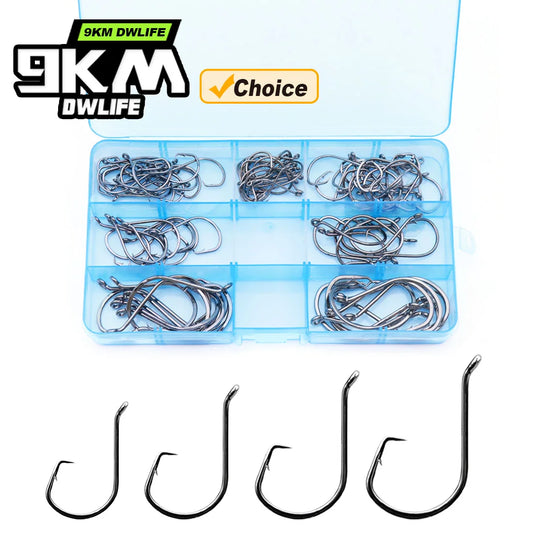 9KM Heavy-Duty High Carbon Steel Circle Fishing Hooks Set