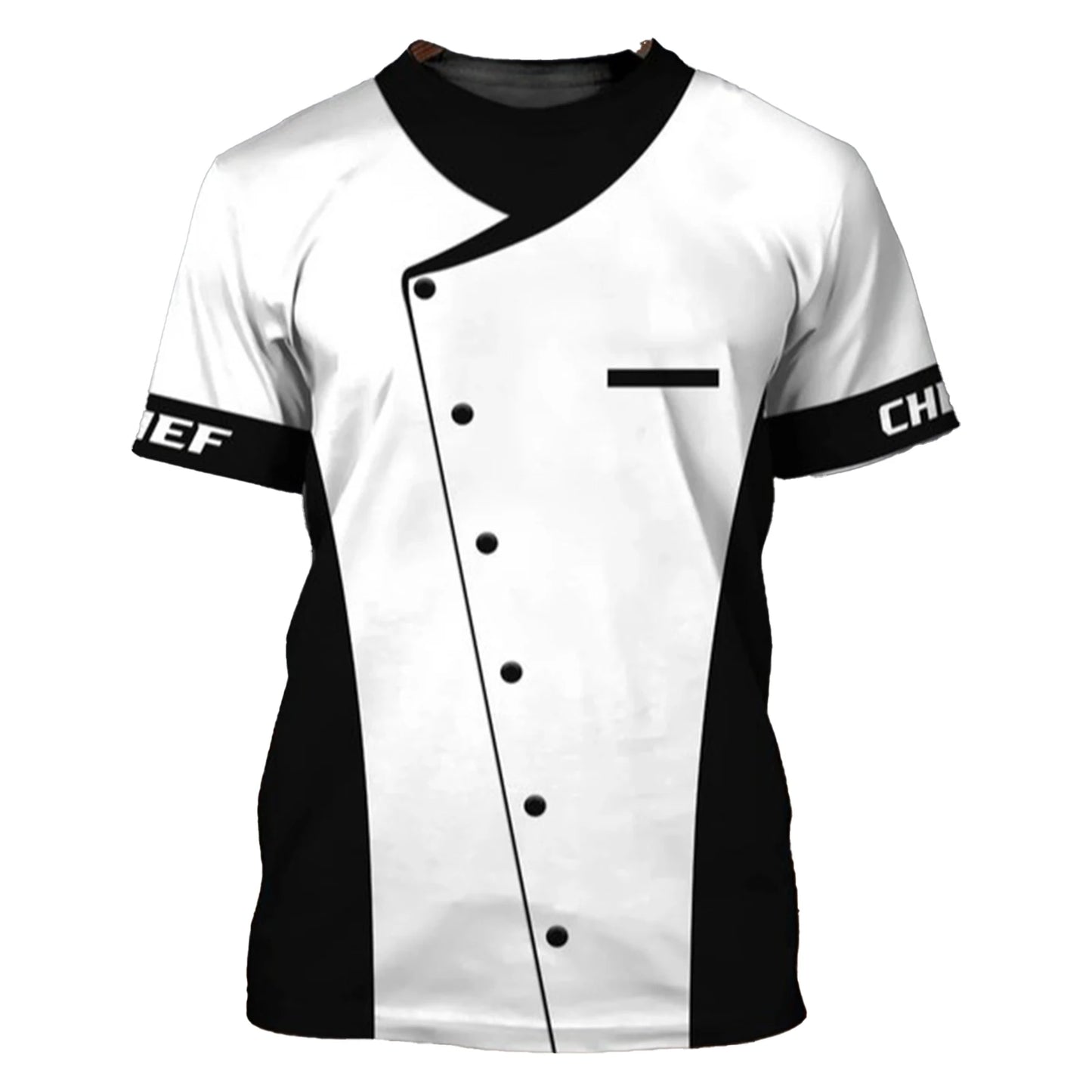 Short Sleeve 3D Print Chef Uniform
