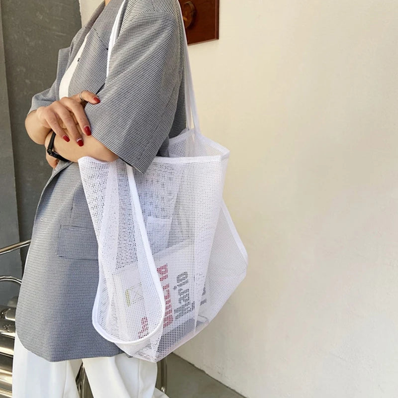 Mesh Beach Travel Shoulder Bag Large Capacity