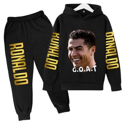 Ronaldo Print Hoodie + Pants Suit Set