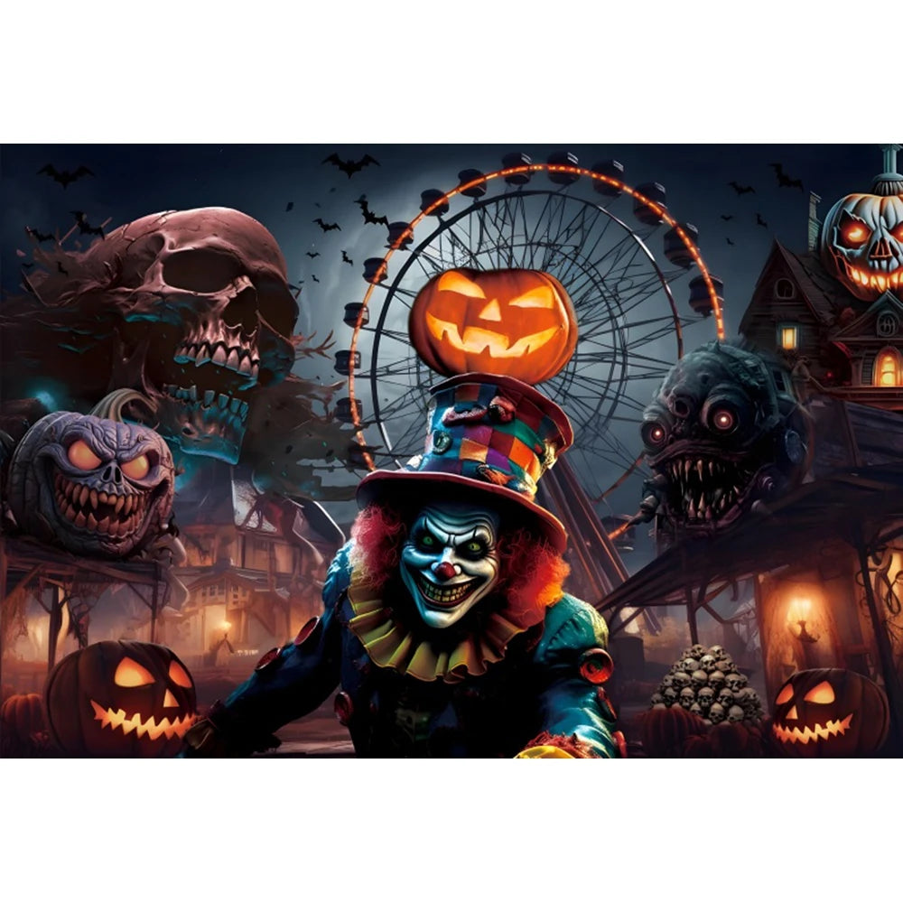 Haunted Carnival Halloween Backdrop - Spooky Circus Photography Prop