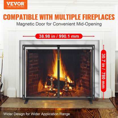SucceBuy Fireplace Screen with Door Iron