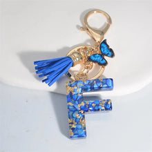 Blue Glazed Stone A To Z Letter Keychain