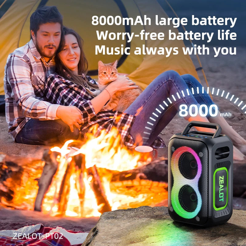 ZEALOT PT02 60W Portable Wireless Party Speaker with Dynamic RGB Lights