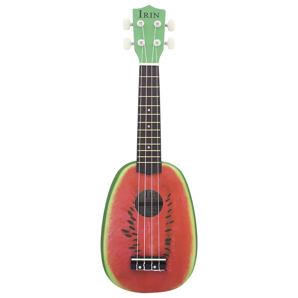 IRIN 21-Inch Hawaiian Fruit Print Soprano Ukulele Starter Kit – 4-String Basswood Mini Guitar with Accessories
