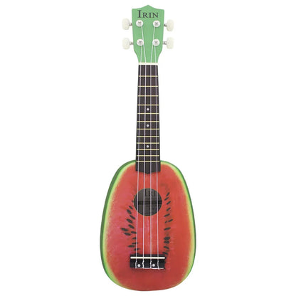 IRIN 21-Inch Hawaiian Fruit Print Soprano Ukulele Starter Kit – 4-String Basswood Mini Guitar with Accessories