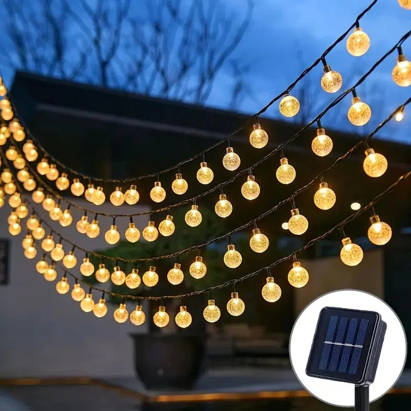 Outdoor Solar Crystal Globe String Lights (IP65 Waterproof)