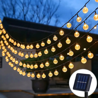 Outdoor Solar Crystal Globe String Lights (IP65 Waterproof)