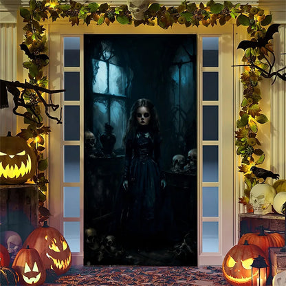 Spooky Ghostly Clown Door Curtain Backdrop
