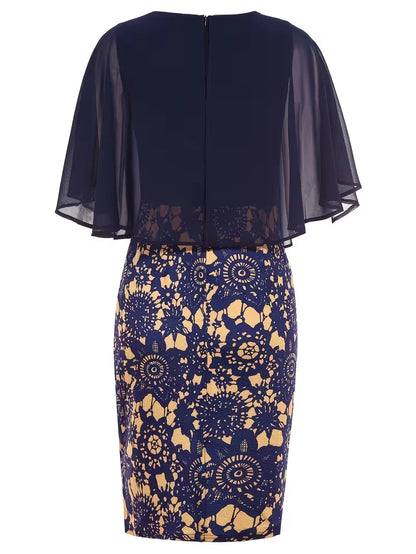 Women's Elegant Cape Sleeve Bodycon Pencil Dress