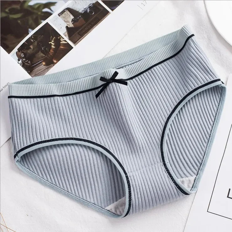 Women’s Ribbed Cotton Mid-Waist Bow Briefs