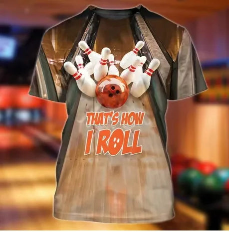 Vintage Strike Pin Graphic Bowling Shirt