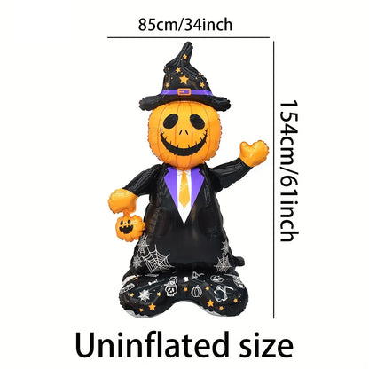 Halloween Inflatable Standing Bat & Pumpkin Foil Balloons Party Decor