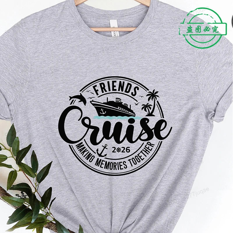 Women’s Cruise Squad 2026 Graphic T-Shirt – Casual Short Sleeve Vacation Tee