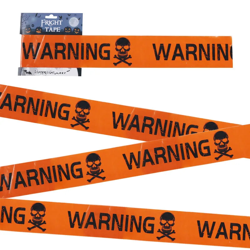 Halloween Props Warning line Plastic Skull Head Warning Tape