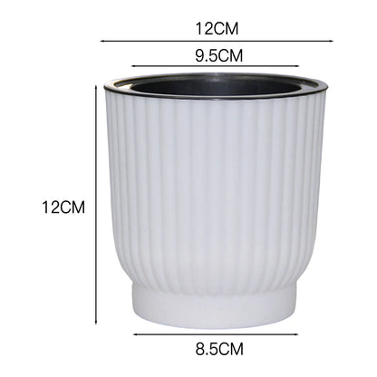 Modern White Round Self-Watering Desktop Plant Pot