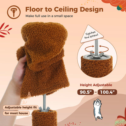 Floor to Ceiling Adjustable Cat Tree Tower with Condo & Scratching Post