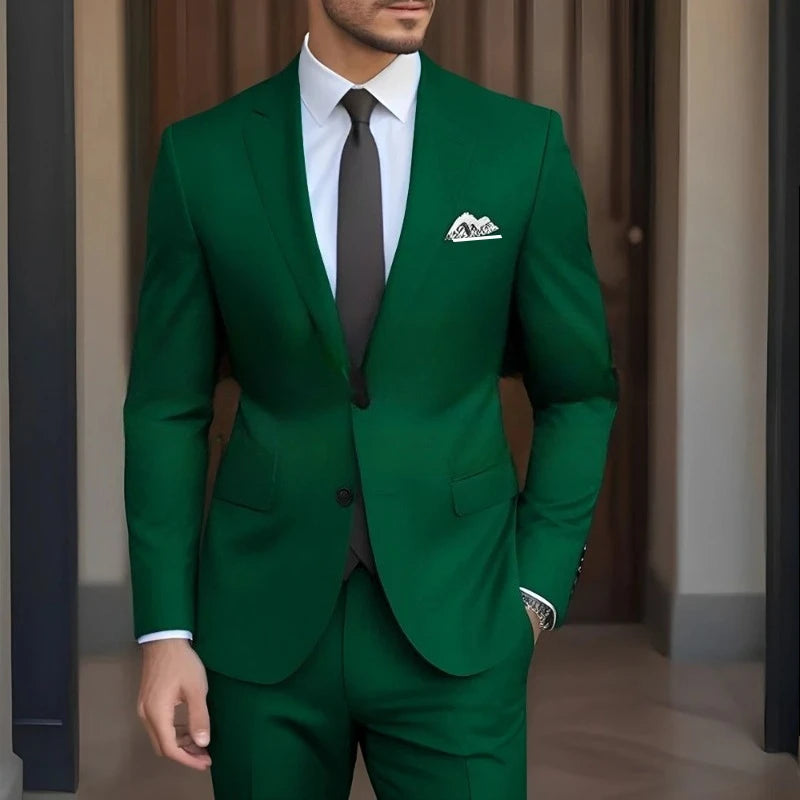 Men's Elegant Single-Breasted Slim Fit 3-Piece Linen Suit Set