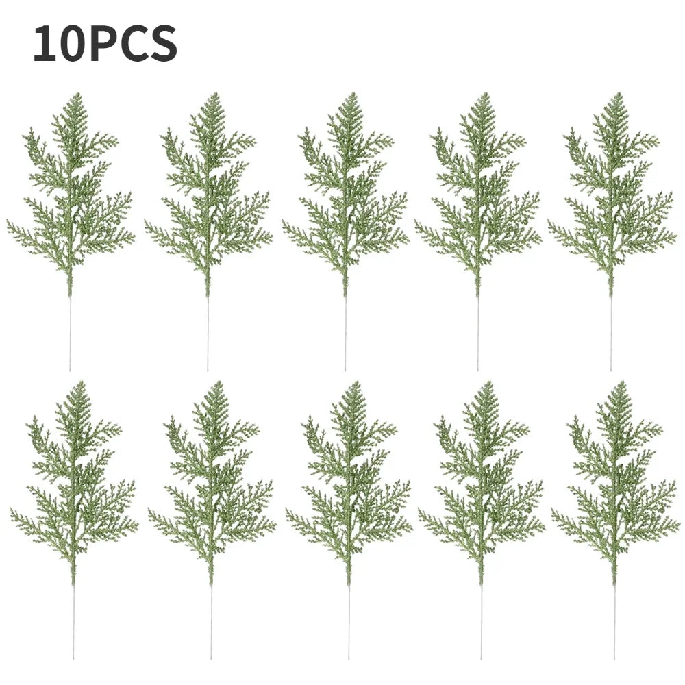 10/5Pcs Artificial Plants Pine Branches Christmas Glitter