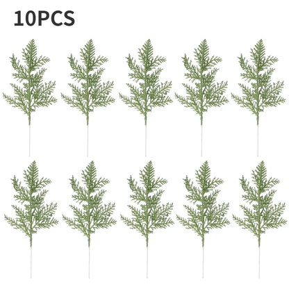 10/5Pcs Artificial Plants Pine Branches Christmas Glitter