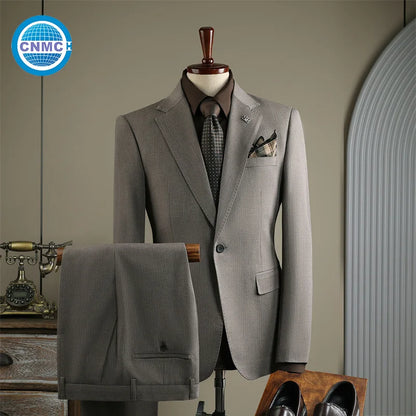 Men's Single-Breasted Slim Fit 2-Piece Formal Business Suit Set