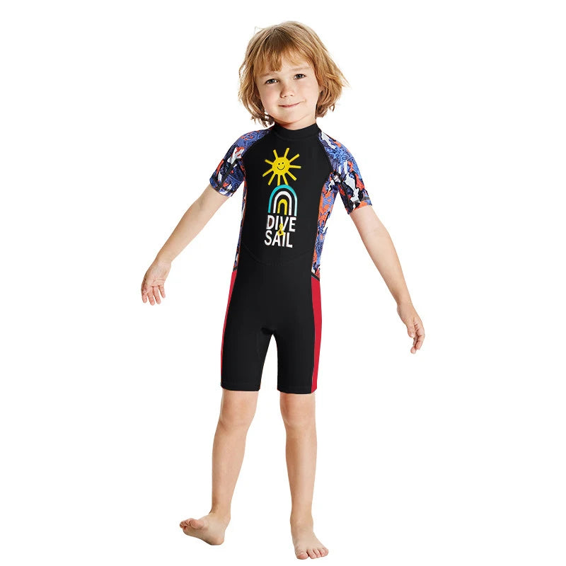 One-Piece Short-Sleeved Swimsuit