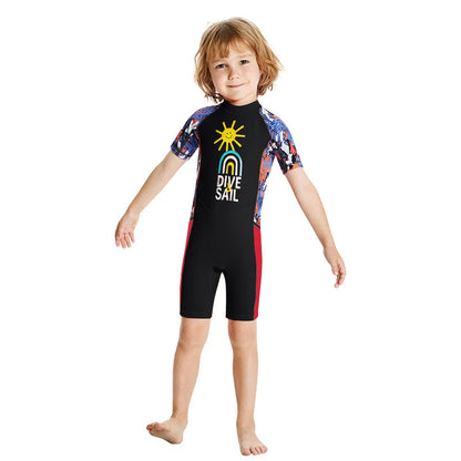 One-Piece Short-Sleeved Swimsuit