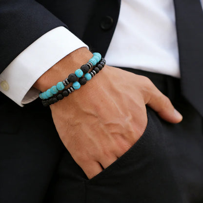2Pcs 8mm Tiger Eyes Malachite Obsidian Hematite Stone Positive Energy Bracelet