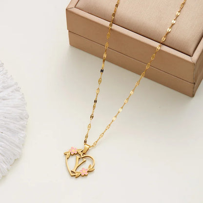 Stainless Steel Love Heart A-Z Letter Necklace