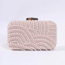 Elegant Fashionable Beaded Clutch Bag with Long Chain