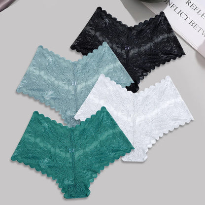 FINETOO 4pcs Lace Floral Boyshorts