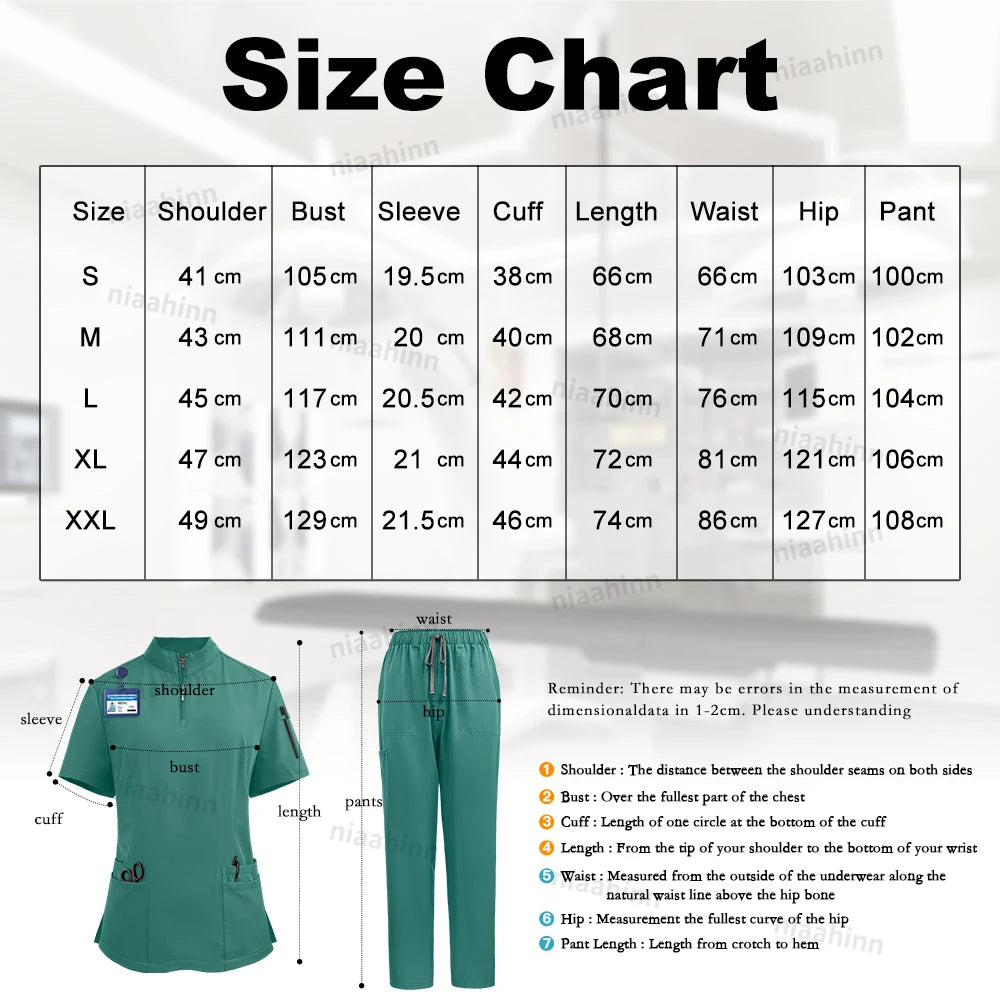 NiaaHinn Women's Stretch V-Neck Scrub Top & Cargo Pants Set