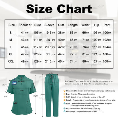 NiaaHinn Women's Stretch V-Neck Scrub Top & Cargo Pants Set