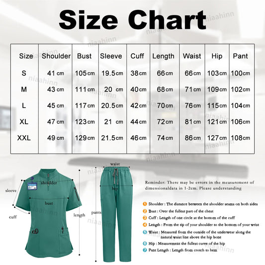 NiaaHinn Women's Stretch V-Neck Scrub Top & Cargo Pants Set