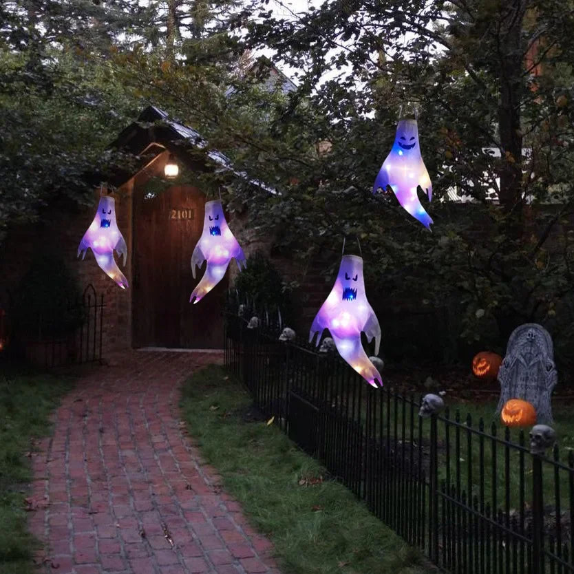 Hanging LED Light-Up Halloween Ghost Outdoor Decoration