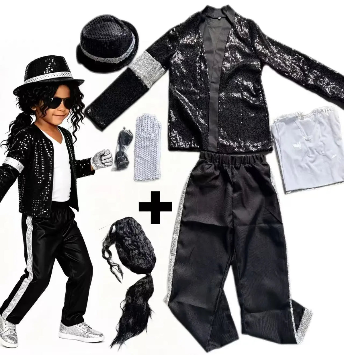 Boys' Michael Jackson Red Leather Jacket & Pants Set 