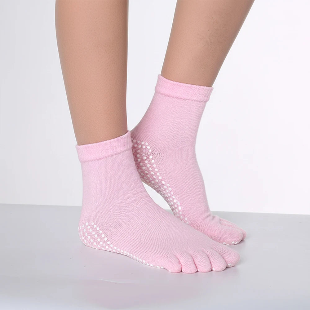Women's Anti-Slip Cotton Five-Finger Yoga & Sports Toe Socks