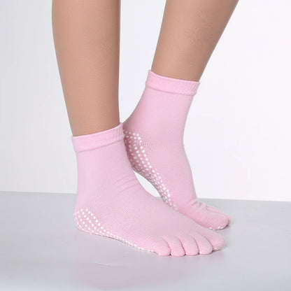 Women's Anti-Slip Cotton Five-Finger Yoga & Sports Toe Socks