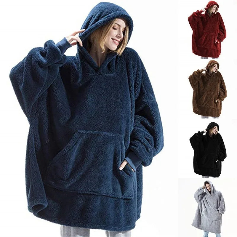 Unisex Oversized Plush Fleece Blanket Hoodie